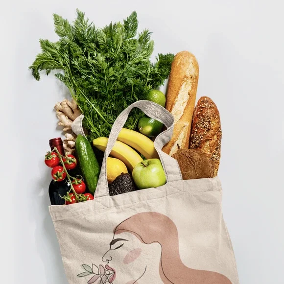 Feminist Peach Boho Line Art Canvas Tote - Picture 5 of 5